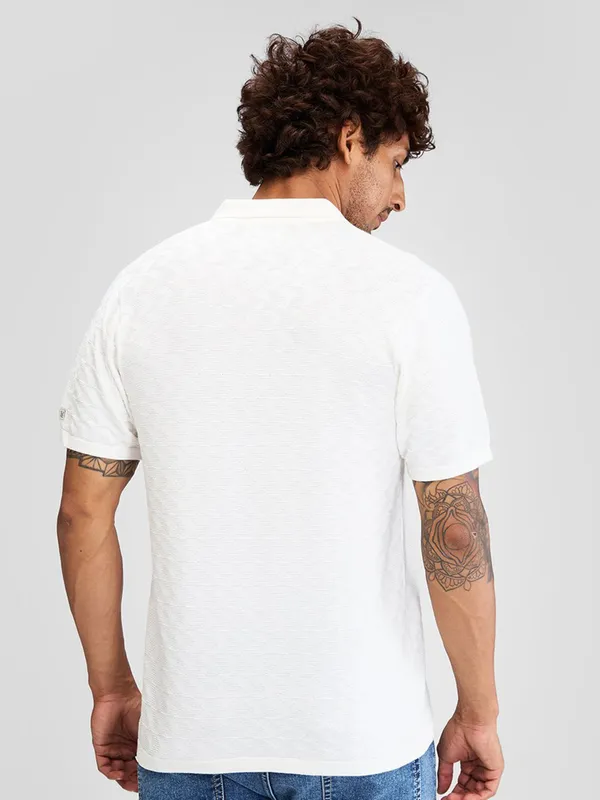 SPYKAR slim fit cotton men t-shirt in white