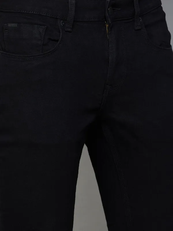 SPYKAR slim fit denim black jeans for men