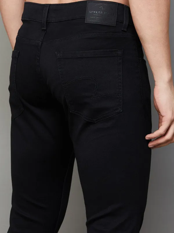SPYKAR slim fit solid black denim jeans