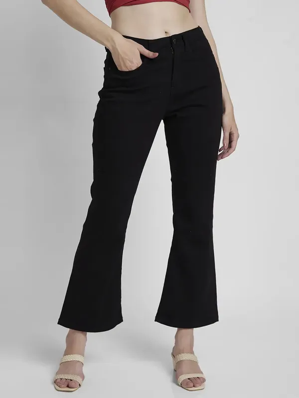 Spykar solid black bootcut jeans