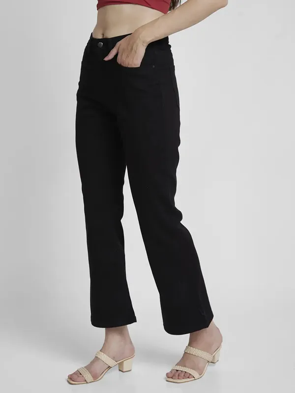 Spykar solid black bootcut jeans