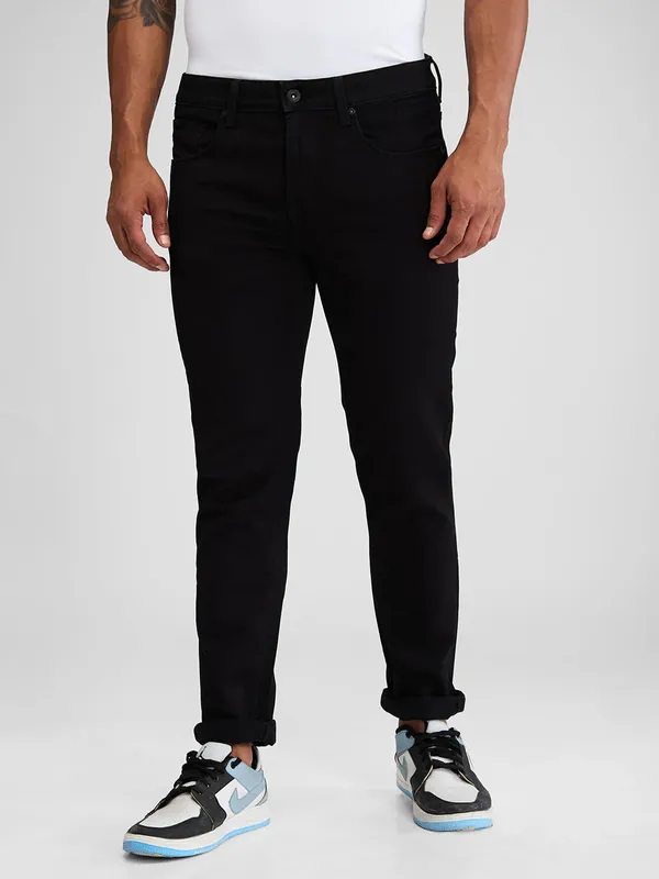 SPYKAR solid black cotton jeans