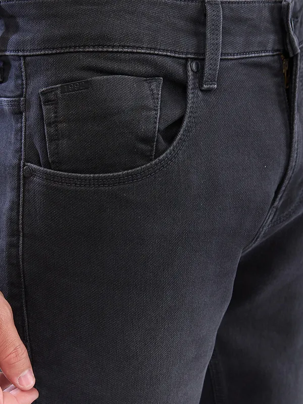 SPYKAR solid black denim jeans for men