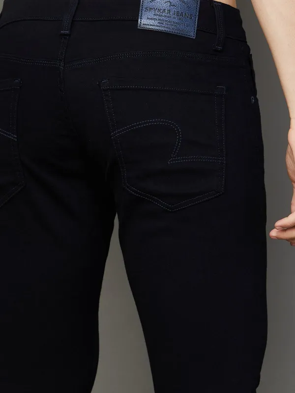 SPYKAR solid black denim slim tapered