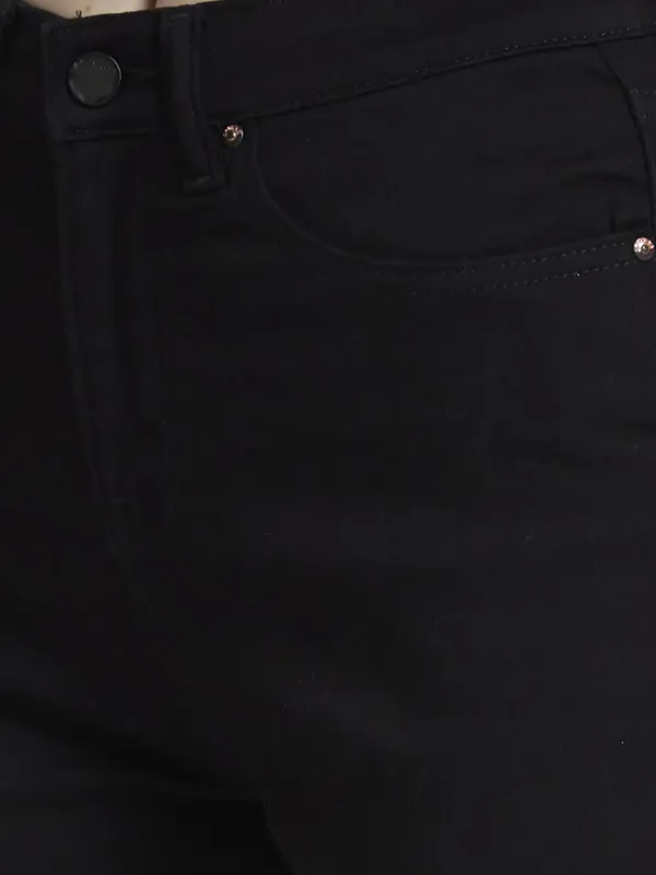 Spykar solid black lycra jeans