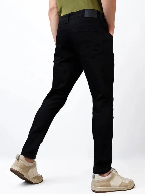 SPYKAR solid black mens slim fit denim jeans