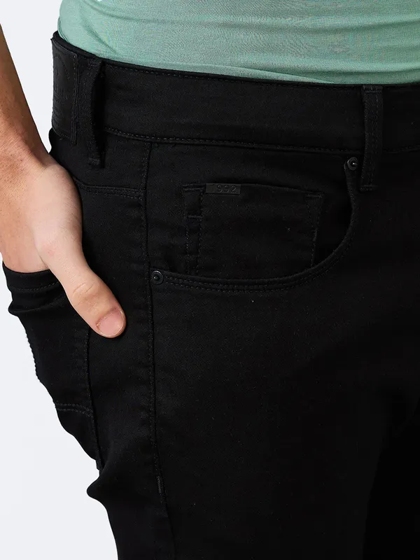 SPYKAR solid black skinny fit jeans for men