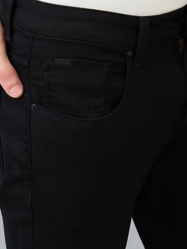 SPYKAR solid black slim fit denim jeans