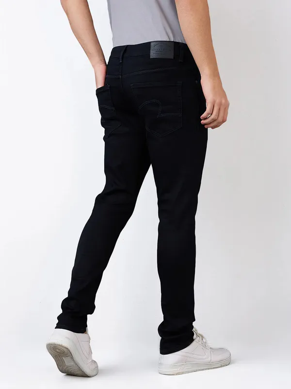 SPYKAR solid black slim fit mens denim