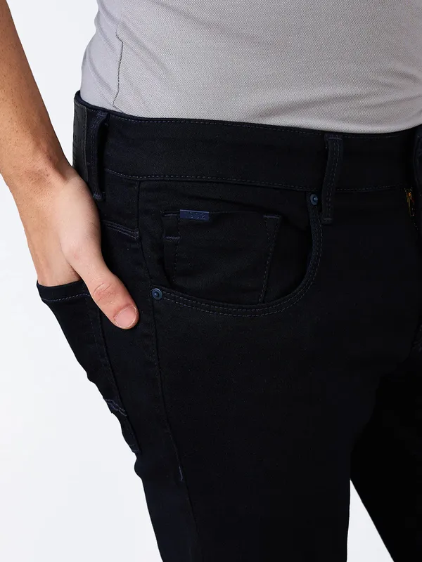 SPYKAR solid black slim fit mens denim