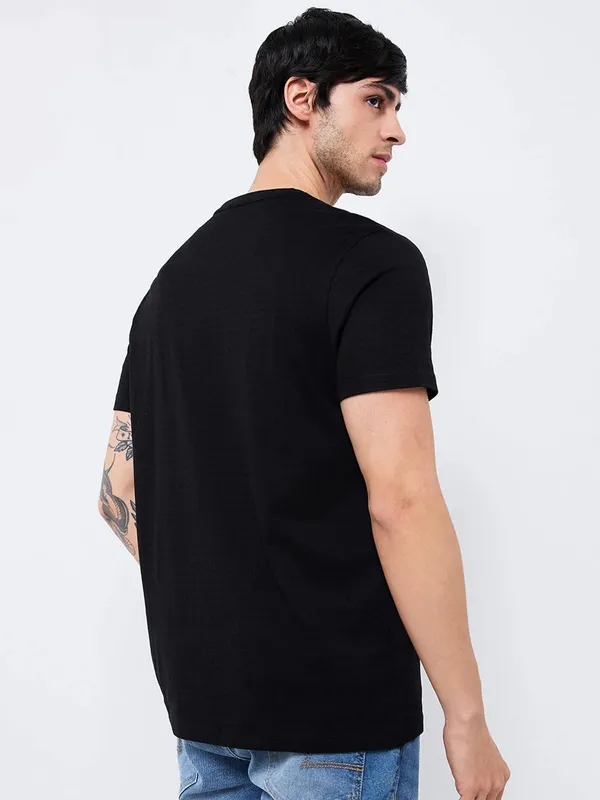 SPYKAR solid black slim fit mens hanley t-shirt