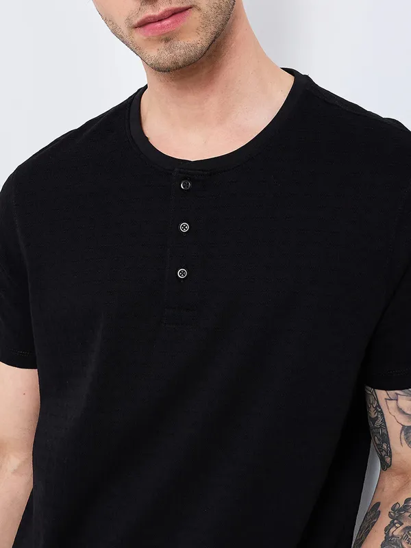 SPYKAR solid black slim fit mens hanley t-shirt