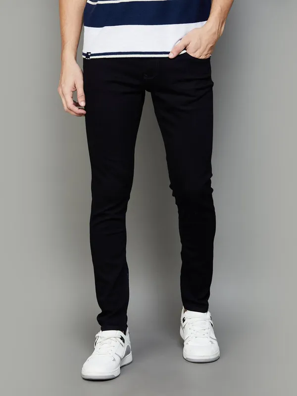 SPYKAR solid black super skinny denim jeans