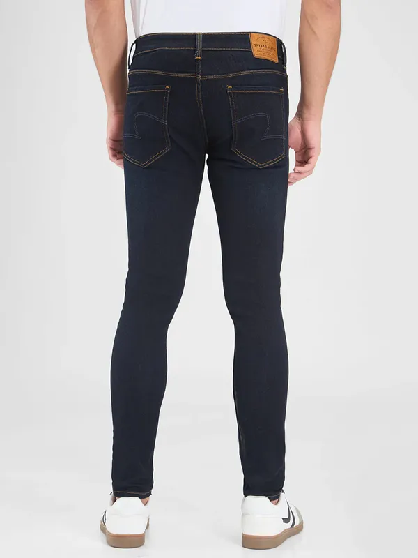 SPYKAR solid dark blue denim jeans with super skinny fit
