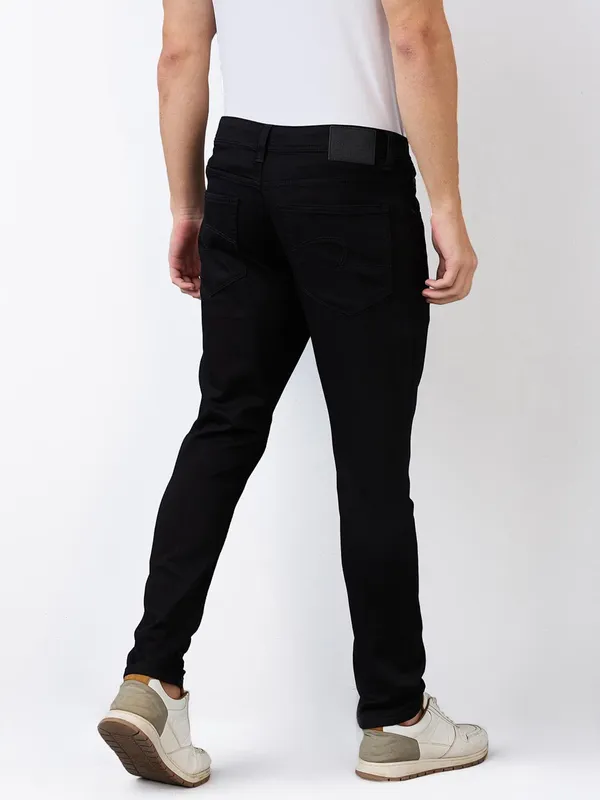 SPYKAR solid jet black super skinny fit denim