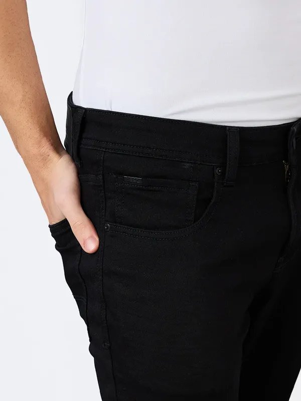 SPYKAR solid jet black super skinny fit denim