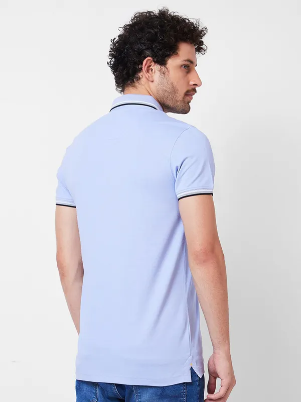 SPYKAR solid violet polo cotton t-shirt