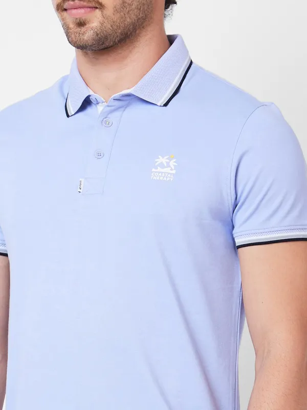 SPYKAR solid violet polo cotton t-shirt
