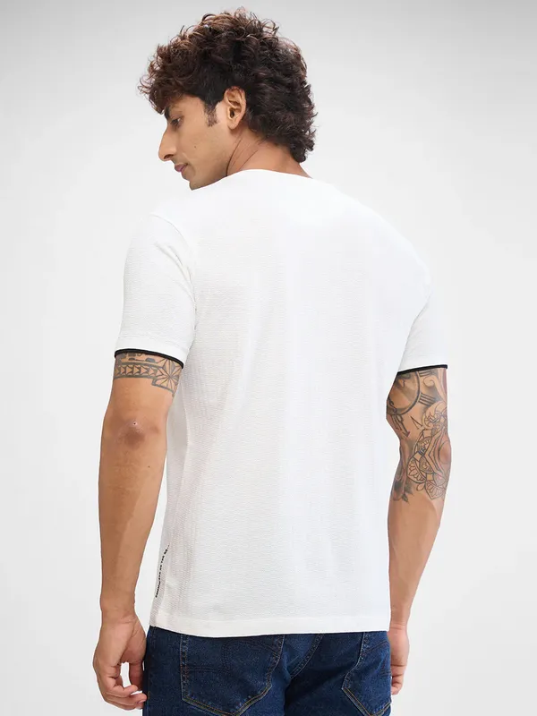 SPYKAR solid white cotton polo t-shirt