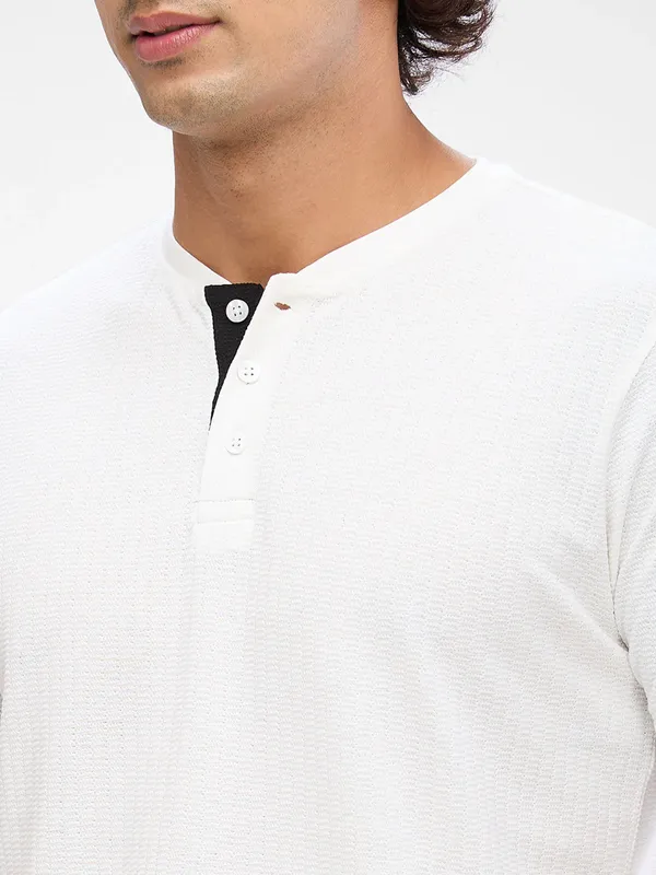 SPYKAR solid white cotton polo t-shirt