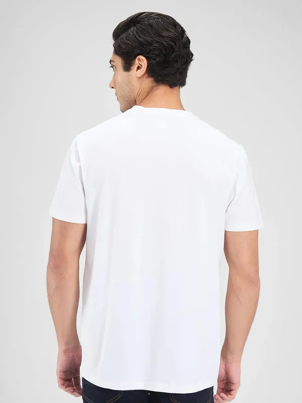SPYKAR solid white v-neck cotton t-shirt
