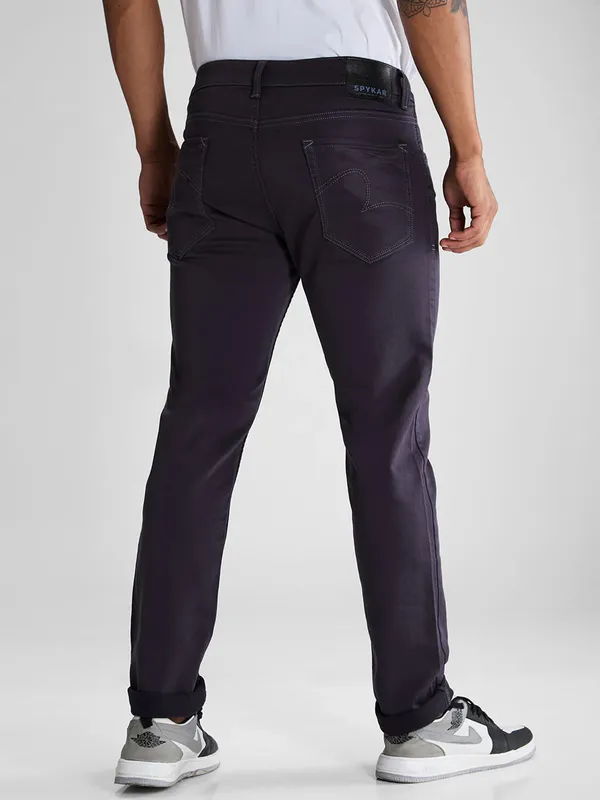 SPYKAR solid wine slim fit cotton jeans