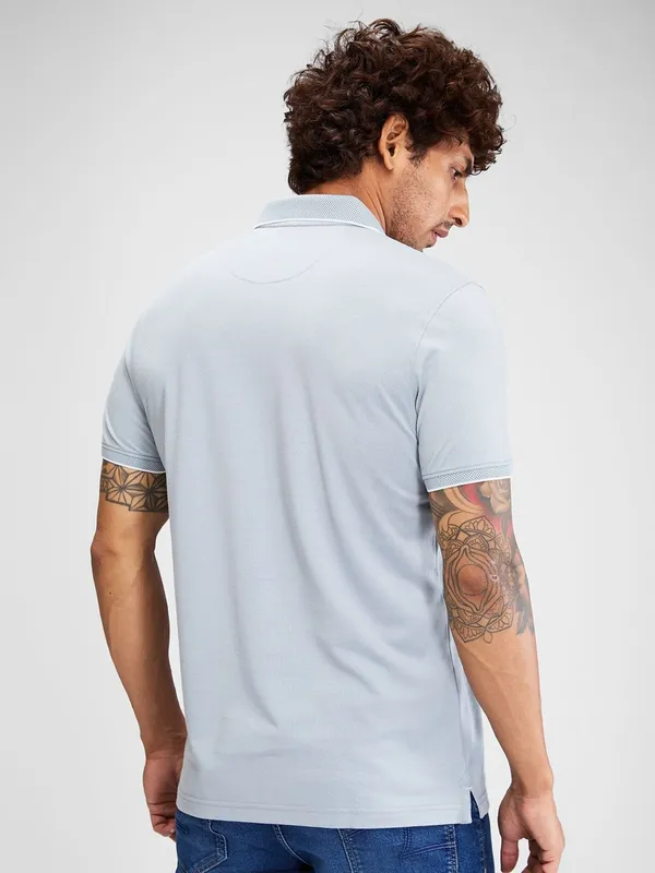 SPYKAR stone blue slim fit cotton t-shirt for men
