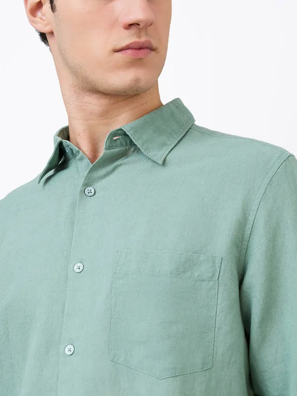 SPYKAR teal green mens casual wear shirt