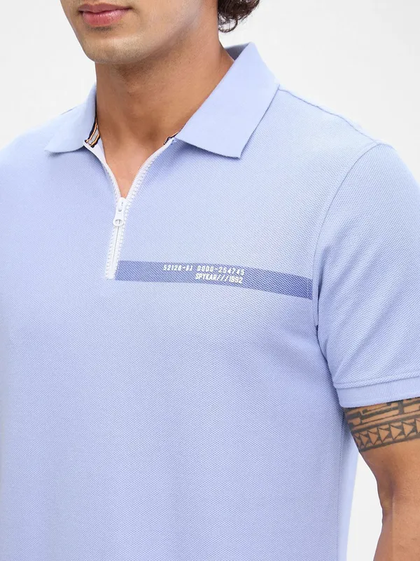 SPYKAR voilet polo neck with zipper closure cotton t-shirt