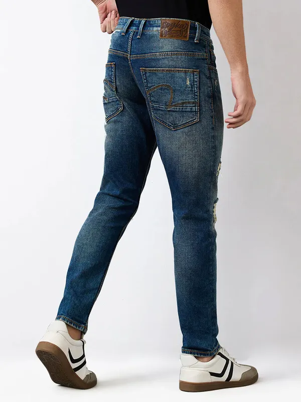 SPYKAR washed and ripped blue denim jeans