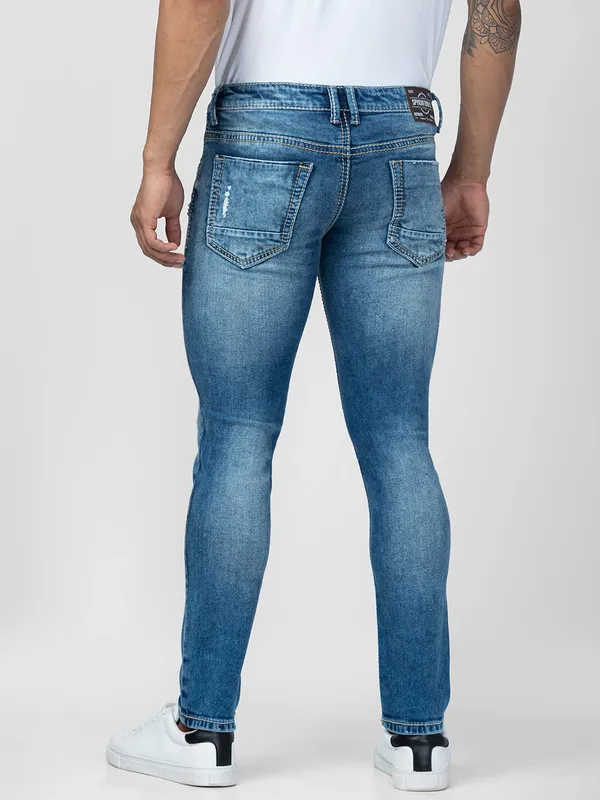 Spykar washed and ripped jeans in ink blue