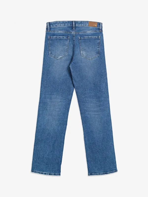 Spykar washed blue straight jeans
