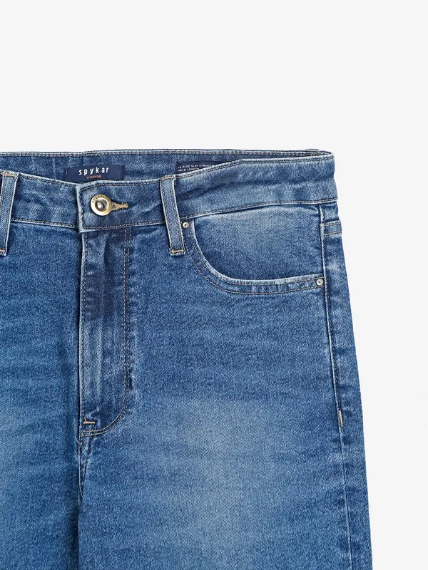 Spykar washed blue straight jeans