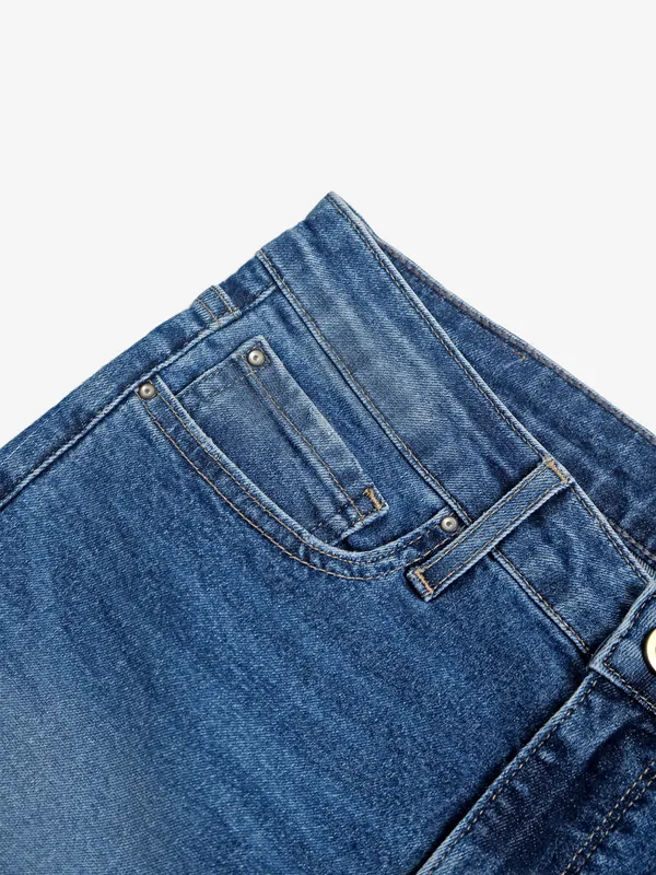 Spykar washed blue straight jeans