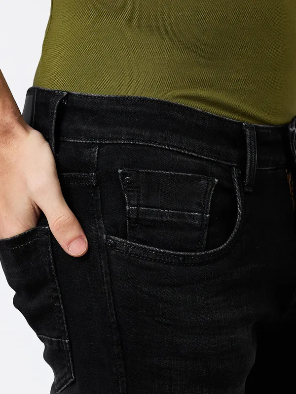 SPYKAR washed charcoal black slim fit denim jeans