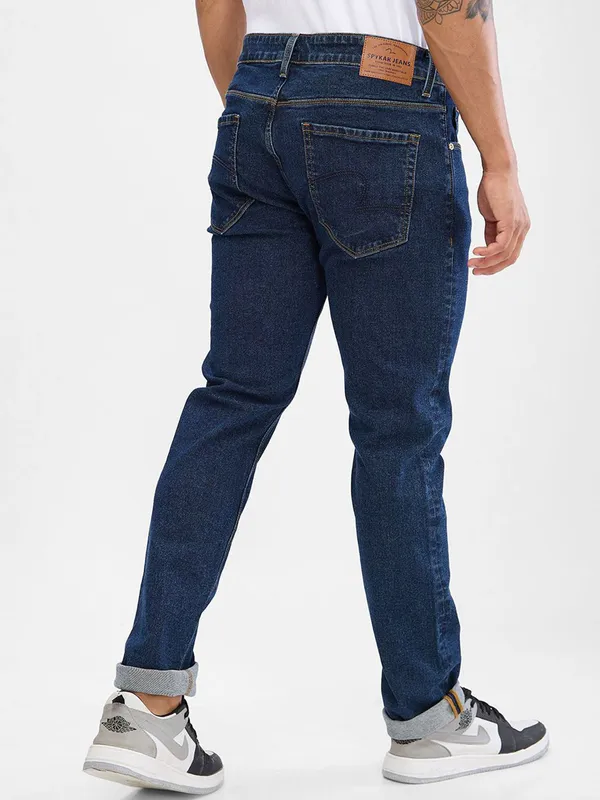 SPYKAR washed dark blue denim skinny fit jeans