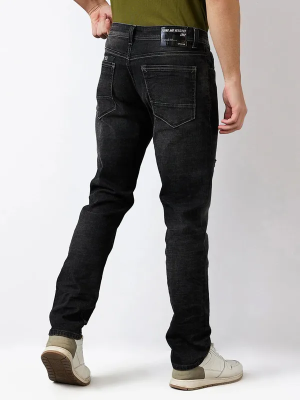 SPYKAR washed dark grey regular fit mens denim