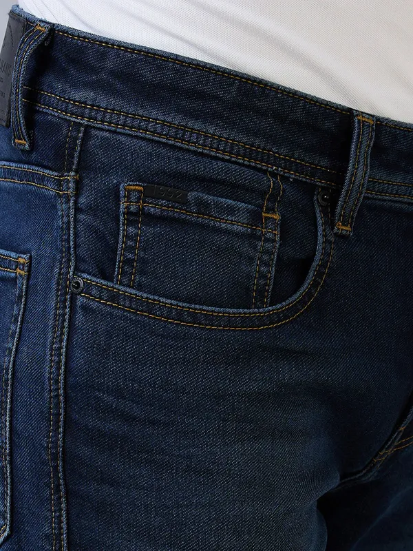 SPYKAR washed dark navy slim denim for men