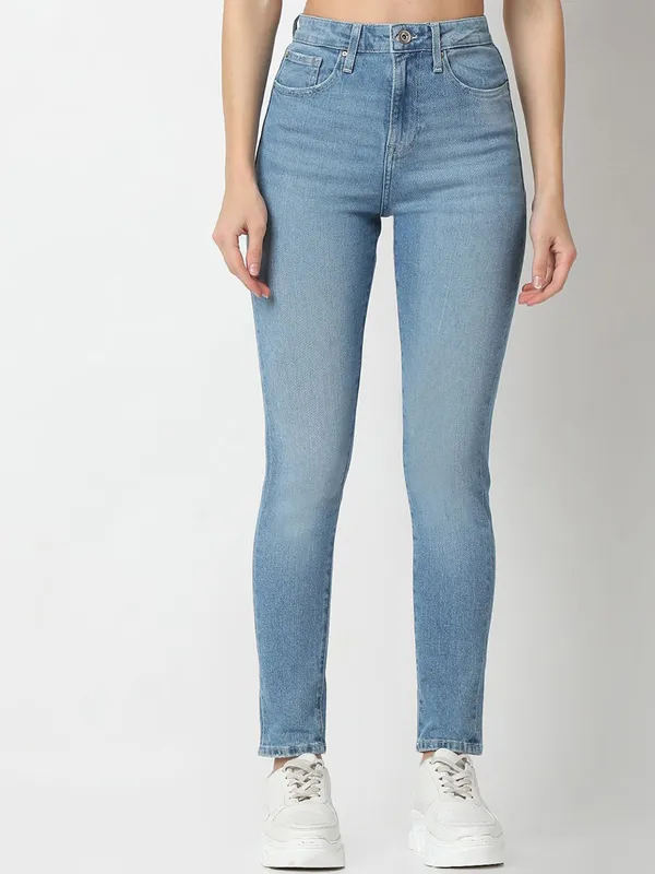 SPYKAR washed denim jeans light blue