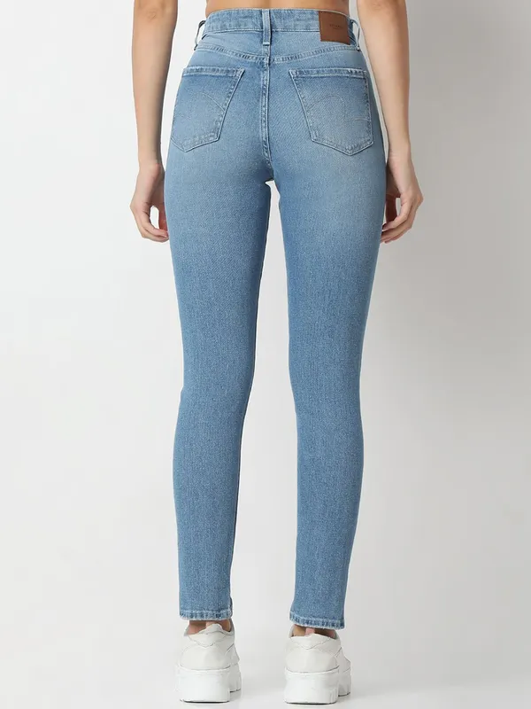SPYKAR washed denim jeans light blue