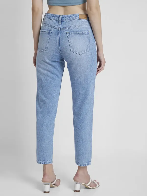 Spykar washed light blue mom jeans