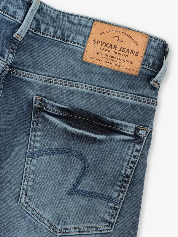 SPYKAR washed light blue slim fit jeans