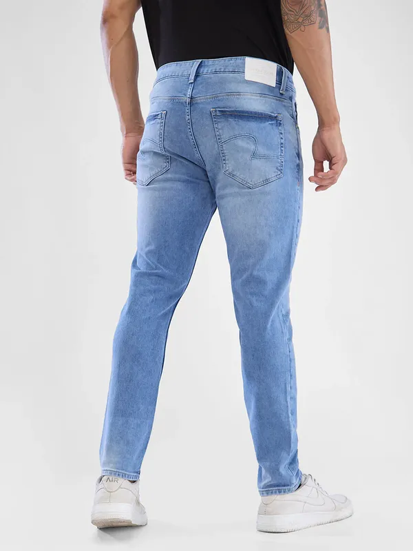 SPYKAR washed light blue slim tapered fit denim