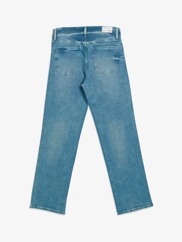 Spykar washed light blue straight jeans