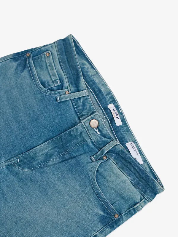 Spykar washed light blue straight jeans