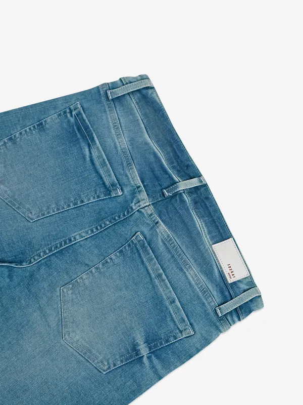 Spykar washed light blue straight jeans