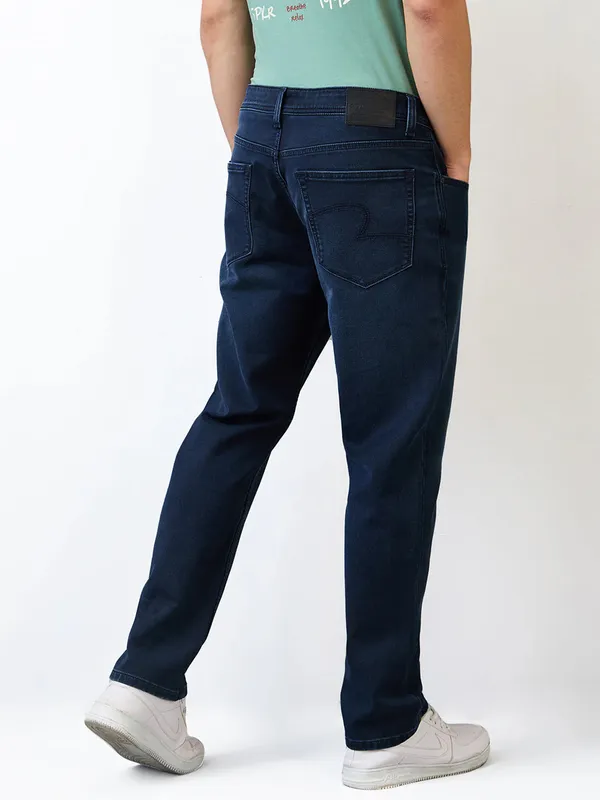 SPYKAR washed navy regular fit denim jeans