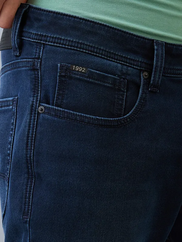 SPYKAR washed navy regular fit denim jeans