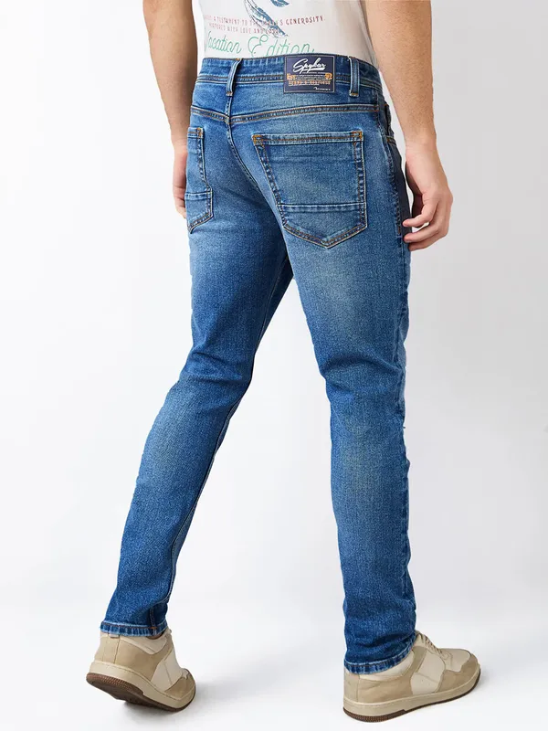 SPYKAR washed sky blue skinny fit mens jeans