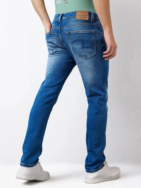 SPYKAR washed sky blue slim fit mens jeans